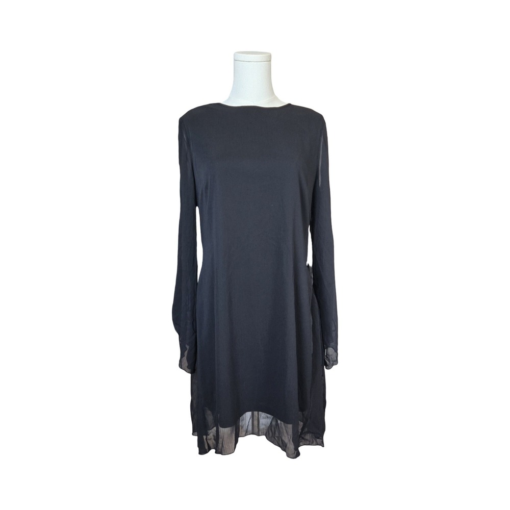 Time and Tru Black Bell Sleeve Sheer Overlay Shift Dress M 8-10 Whimsigoth Alt